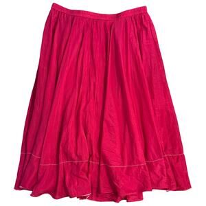 Coldwater Creek Crinkle Midi Skirt Cotton Silk Pull-On Peasant Pink Petite Large